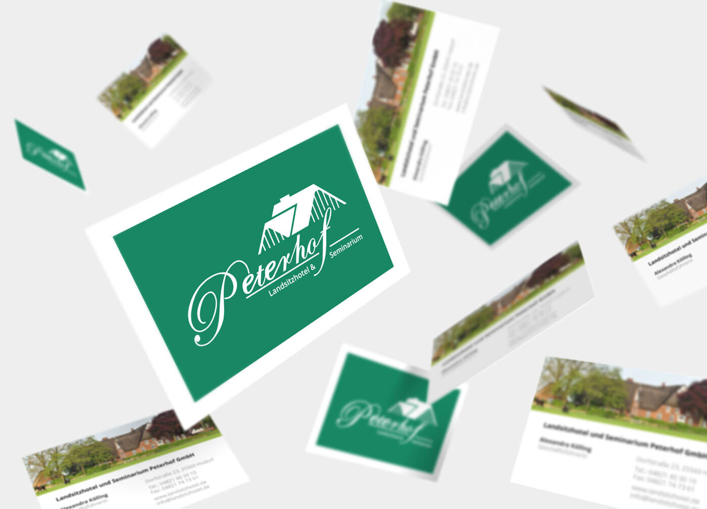 Visitenkarte Design für das Hotel "Peterhof Landsitzhotel und Seminarium"