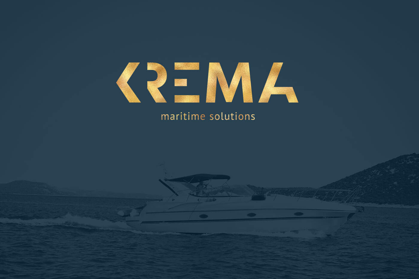 Logo mit Goldfolie für das Luxus-Yachtunternehmen Krema